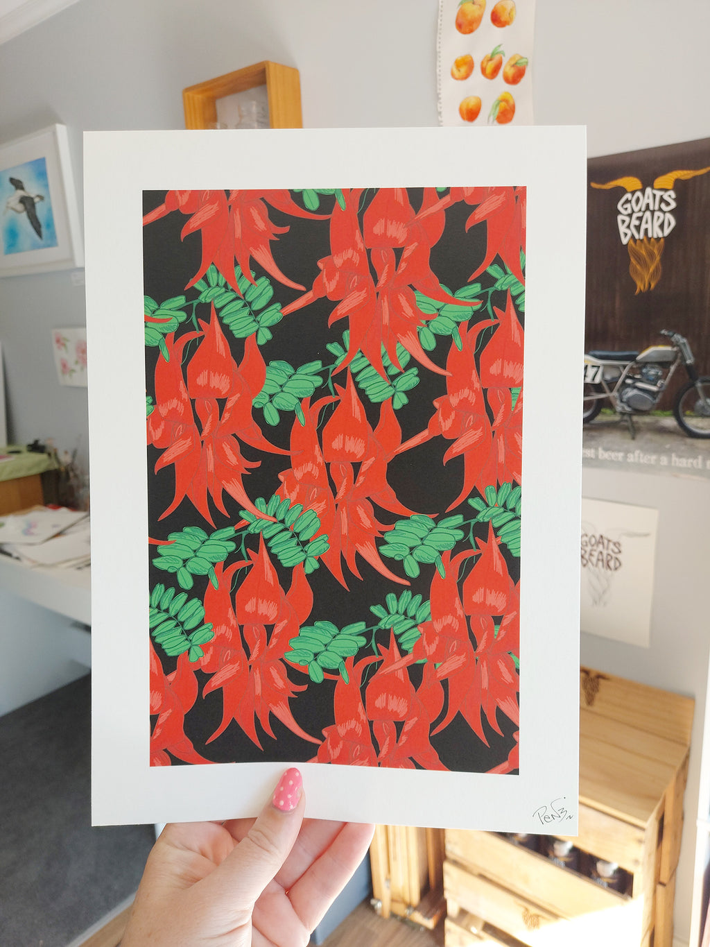 Kakabeak Art Print - NZ Native Flowers