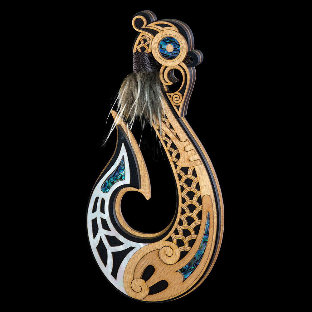 Large 3D Inlaid Manaia Matau Wall Hanging